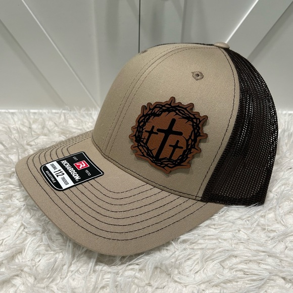 Laser engraved, Calvary crosses. Richardson 112 trucker hat. - Picture 1 of 2